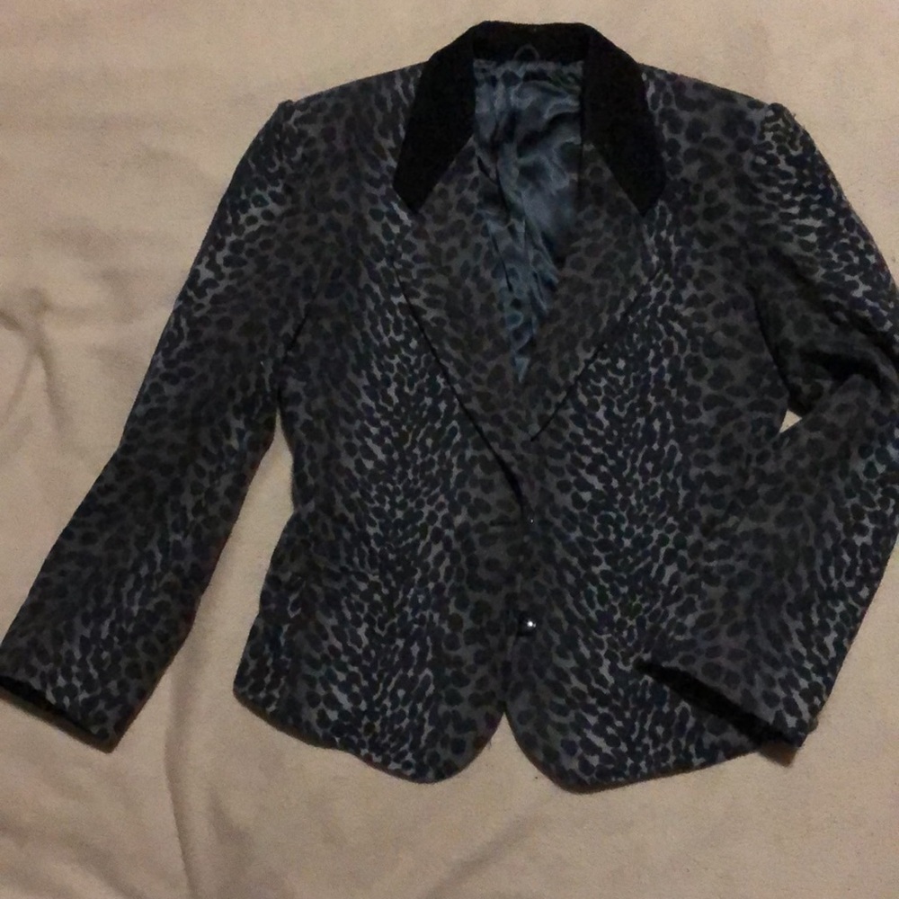 KENZO PARIS GRAY BROWN ANIMAL PTINT BLAZER - SIZE SMALL
